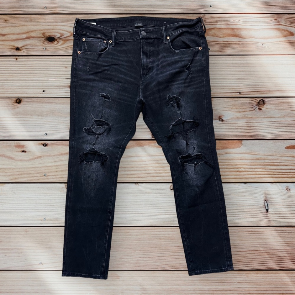 Men's American Eagle Skinny Fit Black Distressed Jeans
